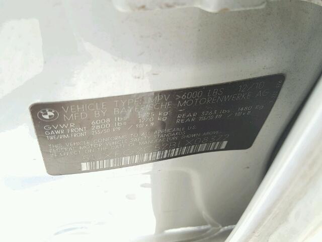 5UXFG2C52BLX08372 - 2011 BMW X6 XDRIVE3 WHITE photo 10