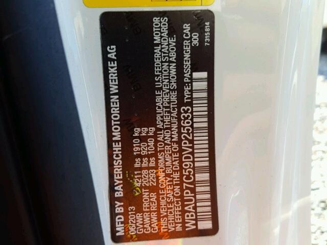 WBAUP7C59DVP25633 - 2013 BMW 128 I WHITE photo 10