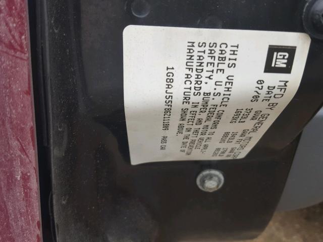 1G8AJ55F86Z111809 - 2006 SATURN ION LEVEL MAROON photo 10