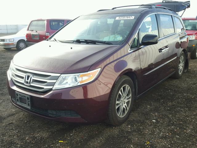 5FNRL5H66BB042990 - 2011 HONDA ODYSSEY EX BURGUNDY photo 2