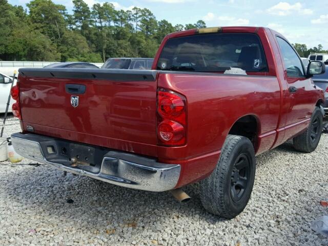 1D7HA16K27J639389 - 2007 DODGE RAM 1500 S RED photo 4