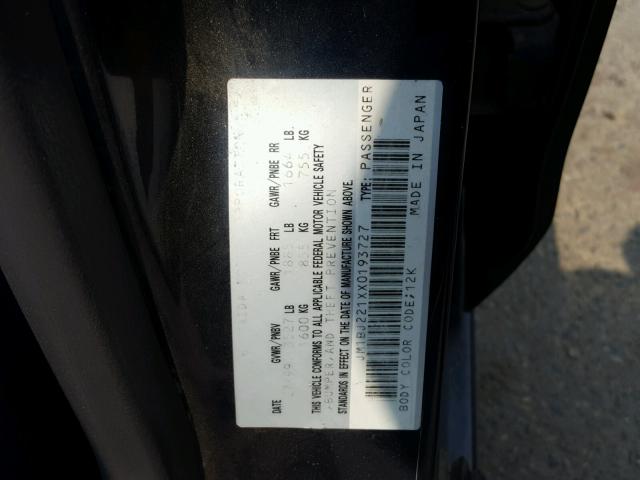 JM1BJ221XX0193727 - 1999 MAZDA PROTEGE ES 石墨色 照片 10