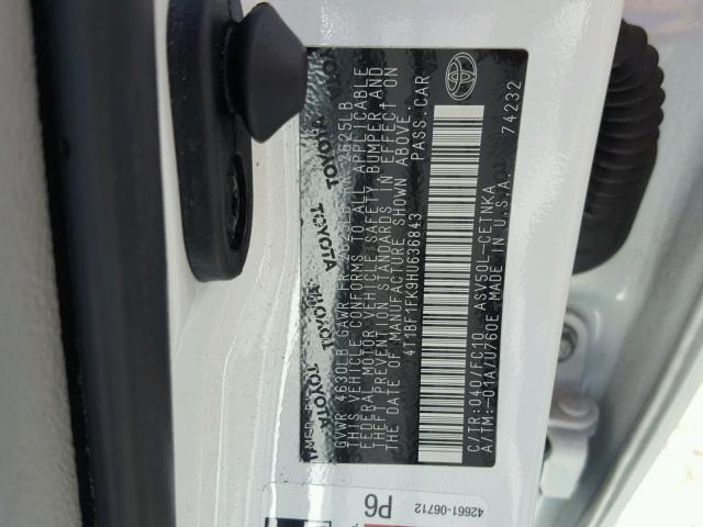 4T1BF1FK9HU636843 - 2017 TOYOTA CAMRY LE თეთრი ფოტო 10