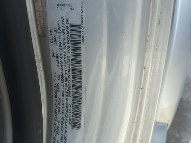 3VWSW31C26M412232 - 2006 VOLKSWAGEN NEW BEETLE 银色 照片 10