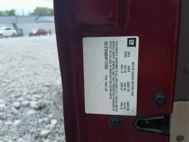 1G1ZT54884F177094 - 2004 CHEVROLET MALIBU LS RED photo 10