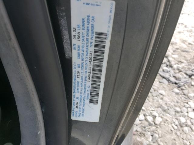 3VWBK21C13M420131 - 2003 VOLKSWAGEN NEW BEETLE ნაცრისფერი ფოტო 10