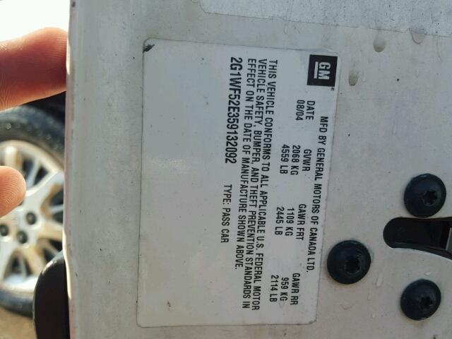 2G1WF52E359132092 - 2005 CHEVROLET IMPALA 白色 照片 10