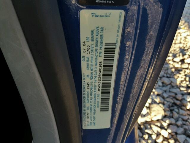 3VWCK31C95M401968 - 2005 VOLKSWAGEN NEW BEETLE 蓝色 照片 10