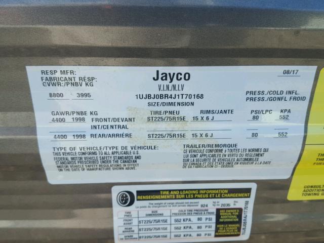 1UJBJ0BR4J1T70168 - 2018 JAYCO JAY FLIGHT  TWO TONE photo 10