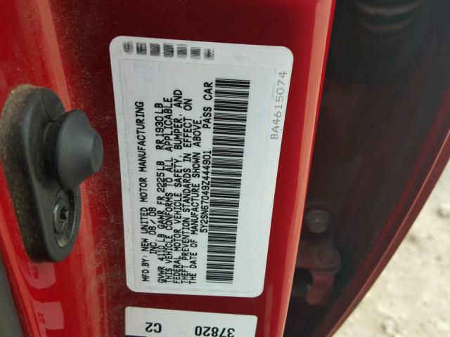 5Y2SN67049Z444901 - 2009 PONTIAC VIBE GT RED photo 10