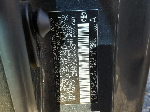 JTKDE3B74A0305963 - 2010 TOYOTA SCION TC 灰色 照片 10