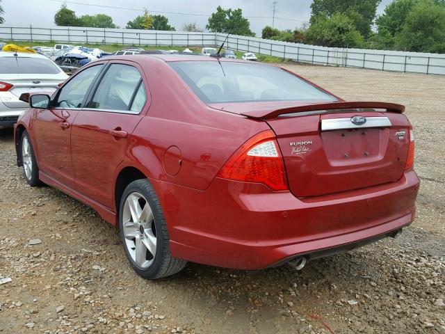 3FAHP0DC8AR173324 - 2010 FORD FUSION SPO MAROON photo 3