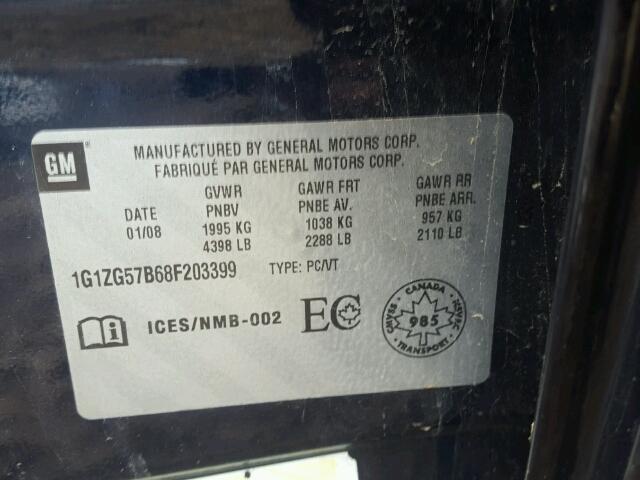 1G1ZG57B68F203399 - 2008 CHEVROLET MALIBU LS ლურჯი ფოტო 10