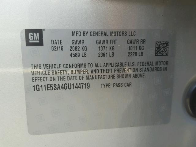 1G11E5SA4GU144719 - 2016 CHEVROLET MALIBU LIM 银色 照片 10