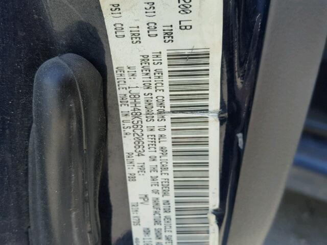 1J8HH48K56C206634 - 2006 JEEP COMMANDER BLUE photo 10