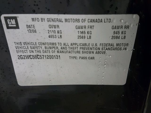 2G2WC58C571200131 - 2007 PONTIAC GRAND PRIX Чорний фото 10