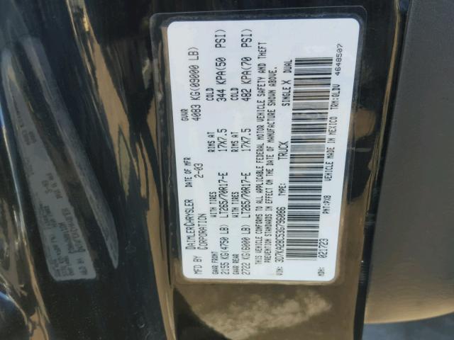 3D7KA28C53G796086 - 2003 DODGE RAM 2500 S BLACK photo 10