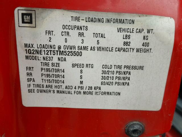 1G2NE12T5TM525500 - 1996 PONTIAC GRAND AM S Qırmızı foto 10