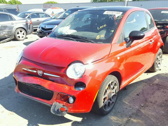 3C3CFFBR8CT365502 - 2012 FIAT 500 SPORT RED photo 2