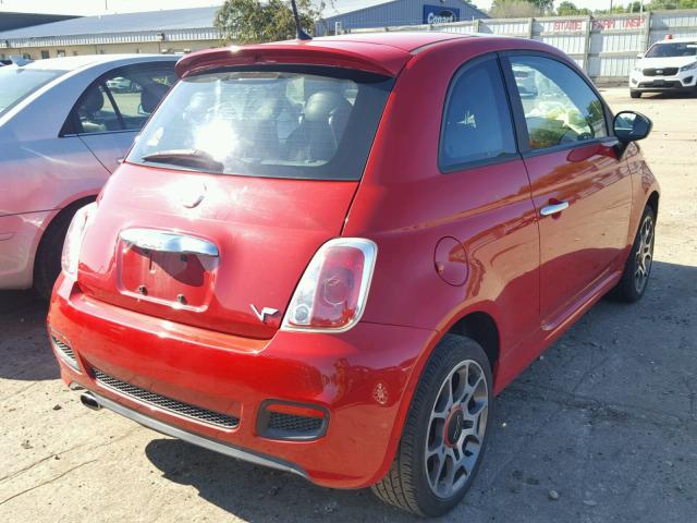 3C3CFFBR8CT365502 - 2012 FIAT 500 SPORT RED photo 4