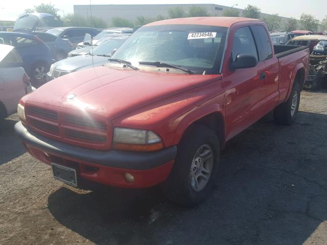 1B7GG22N71S141135 - 2001 DODGE DAKOTA RED photo 2