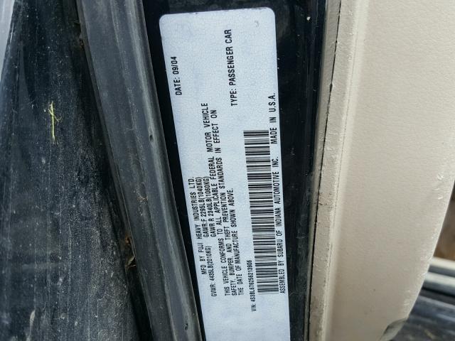 4S3BL676256213906 - 2005 SUBARU LEGACY GT BLACK photo 10