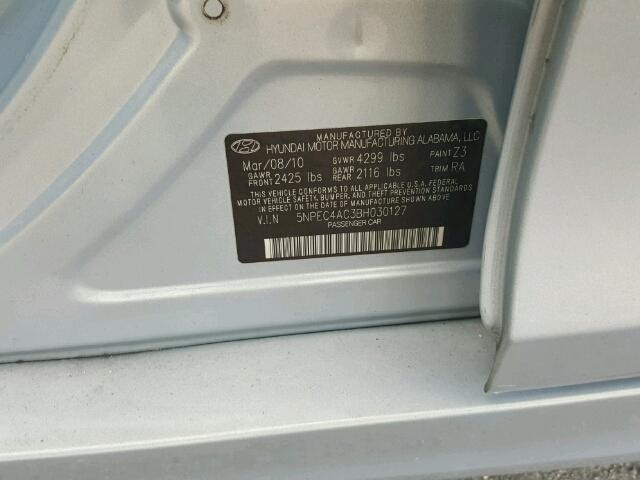 5NPEC4AC3BH030127 - 2011 HYUNDAI SONATA BLUE photo 10