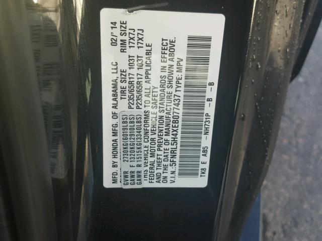 5FNRL5H4XEB077437 - 2014 HONDA ODYSSEY EX BLACK photo 10