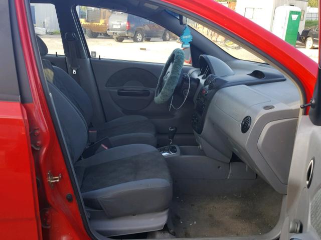 KL1TD52615B337988 - 2005 CHEVROLET AVEO BASE Қызыл фото 5