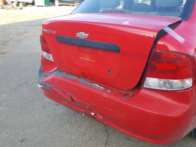 KL1TD52615B337988 - 2005 CHEVROLET AVEO BASE Қызыл фото 9