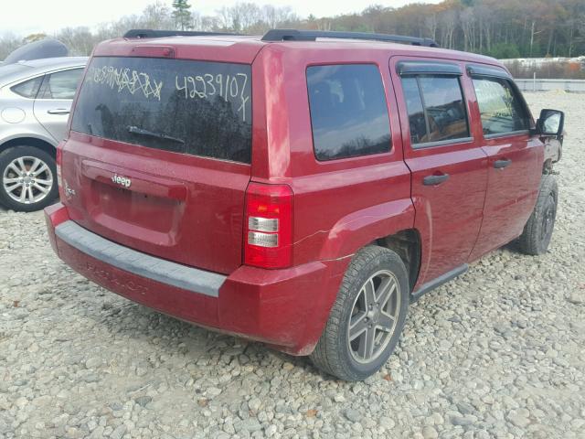 1J8FF28W68D772061 - 2008 JEEP PATRIOT SP BURGUNDY photo 4