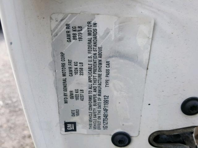 1G1ZT54814F119912 - 2004 CHEVROLET MALIBU LS თეთრი ფოტო 10