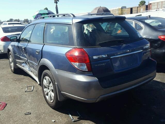 4S4BP60C687323176 - 2008 SUBARU OUTBACK BLUE photo 3