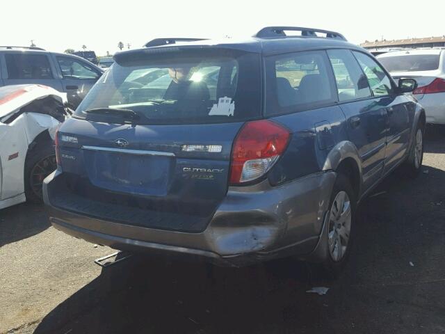 4S4BP60C687323176 - 2008 SUBARU OUTBACK BLUE photo 4