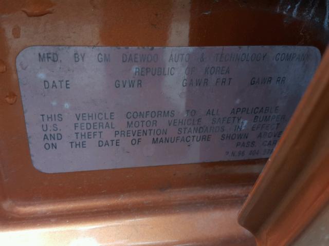 KL1TD62685B429699 - 2005 CHEVROLET AVEO BASE Қызғылт сары фото 10