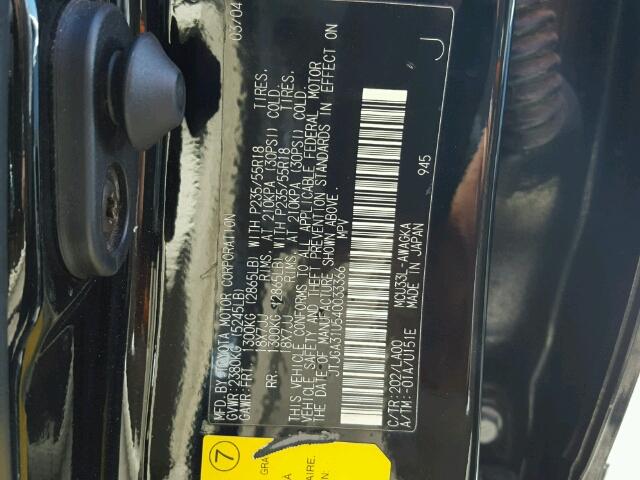 JTJGA31U540033366 - 2004 LEXUS RX 330 BLACK photo 10