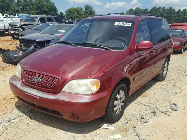 KNDUP132756706614 - 2005 KIA SEDONA EX MAROON photo 2