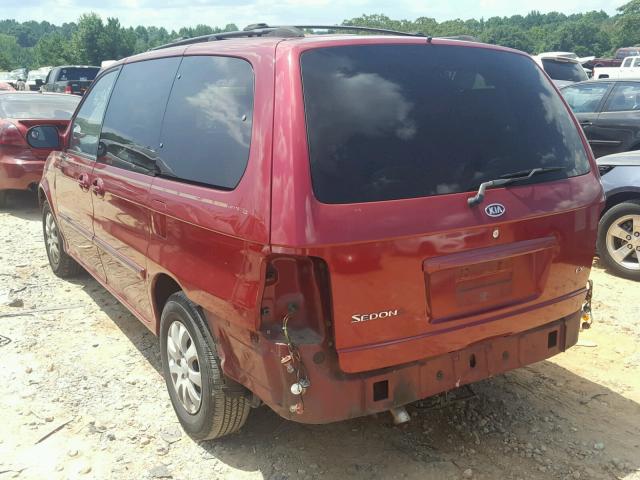 KNDUP132756706614 - 2005 KIA SEDONA EX MAROON photo 3