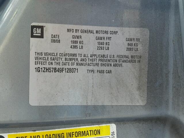 1G1ZH57B49F128071 - 2009 CHEVROLET MALIBU 1LT BLUE photo 10