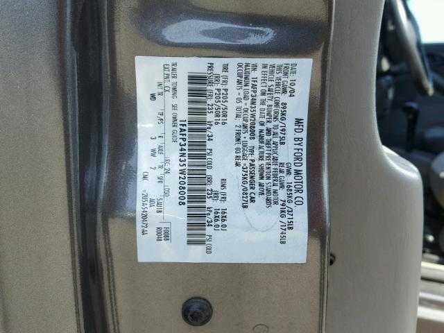 1FAFP34N35W208008 - 2005 FORD FOCUS GRAY photo 10