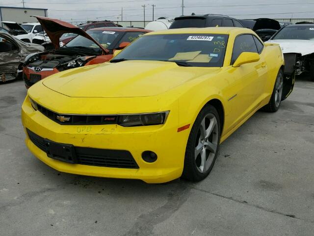 2G1FB1E34E9223614 - 2014 CHEVROLET CAMARO LT YELLOW photo 2