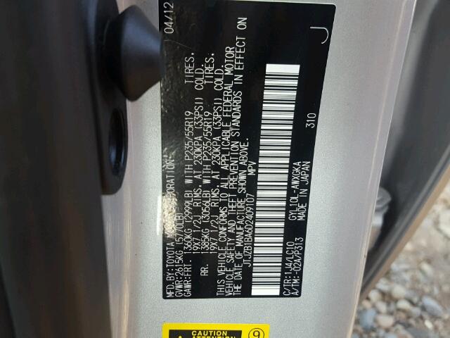 JTJZB1BA6D2409107 - 2013 LEXUS RX 450 GRAY photo 10