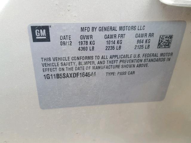 1G11B5SAXDF164644 - 2013 CHEVROLET MALIBU LS TAN photo 10