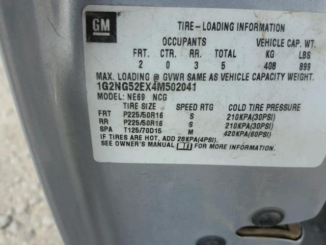 1G2NG52EX4M502041 - 2004 PONTIAC GRAND AM S Gümüş foto 10