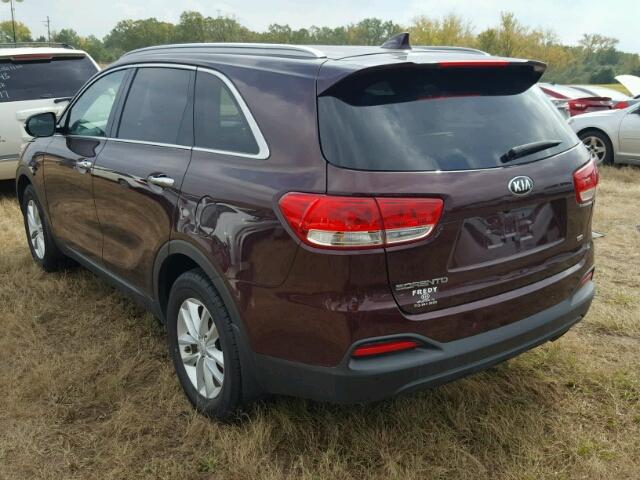 5XYPG4A37HG231123 - 2017 KIA SORENTO MAROON photo 3