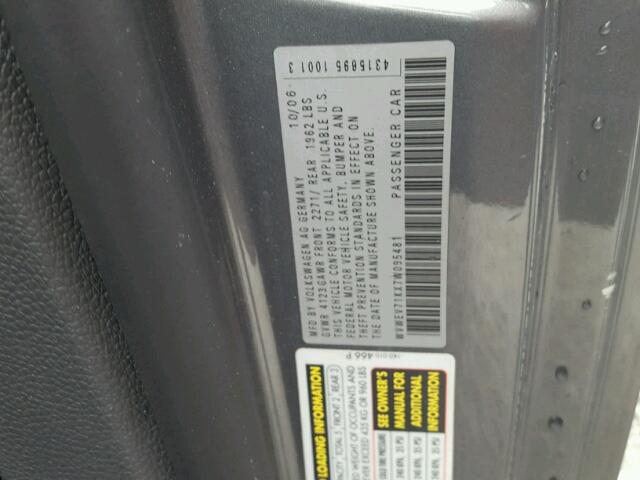 WVWEV71KX7W095481 - 2007 VOLKSWAGEN NEW GTI CHARCOAL photo 10