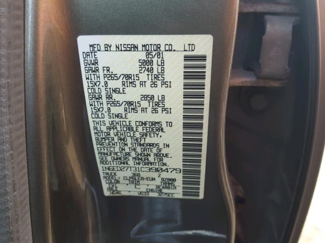 1N6ED27T31C390479 - 2001 NISSAN FRONTIER C GREEN photo 10