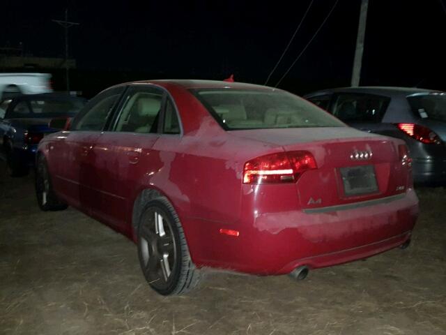 WAUAF78E28A030972 - 2008 AUDI A4 RED photo 3