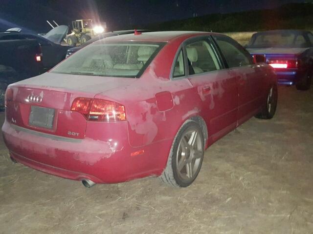 WAUAF78E28A030972 - 2008 AUDI A4 RED photo 4