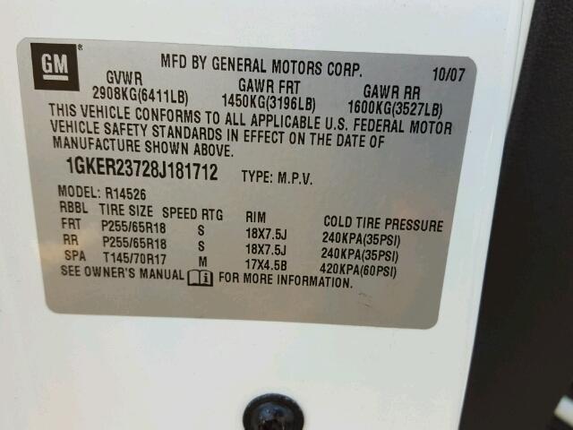 1GKER23728J181712 - 2008 GMC ACADIA SLT Ağ foto 10